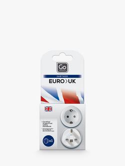 Go Travel Visitor EU to UK Adaptor, White, White