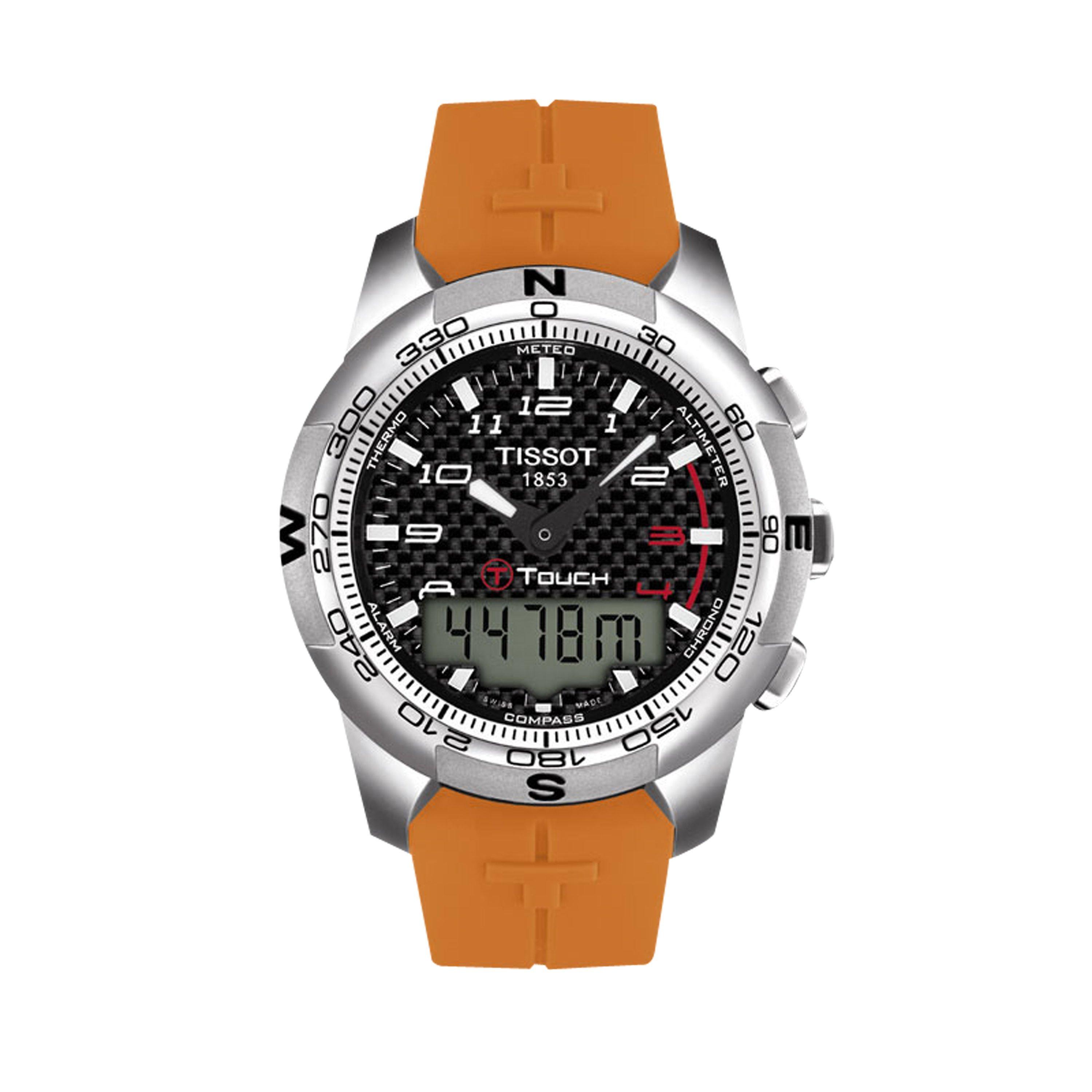 Tissot T0474204720701 Men's T-Touch II Titanium Rubber Strap Watch, Orange