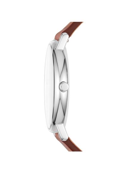 Skagen Men's Signatur Leather Strap Watch - view 2, Tan/Dark Blue