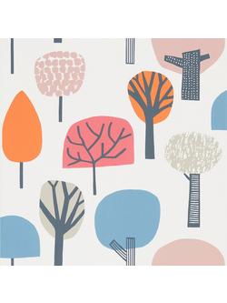 Scion Liora Wallpaper, Watermelon / Tangerine / Lake 111526