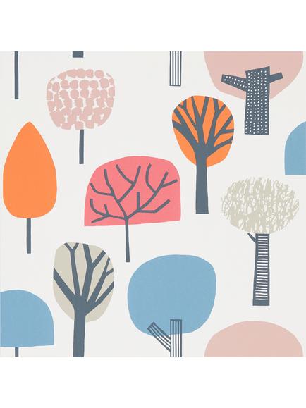 Scion Liora Wallpaper, Watermelon / Tangerine / Lake 111526