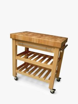 Eddingtons Leverton Beech Wood Kitchen Butcher's Trolley, 85.5cm, Natural, Natural