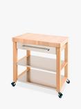 Eddingtons Chilton Large Beech Wood Kitchen Butcher's Trolley, 92.5cm, Natural
