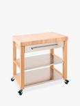 Eddingtons Chilton Large Beech Wood Kitchen Butcher's Trolley, 92.5cm, Natural