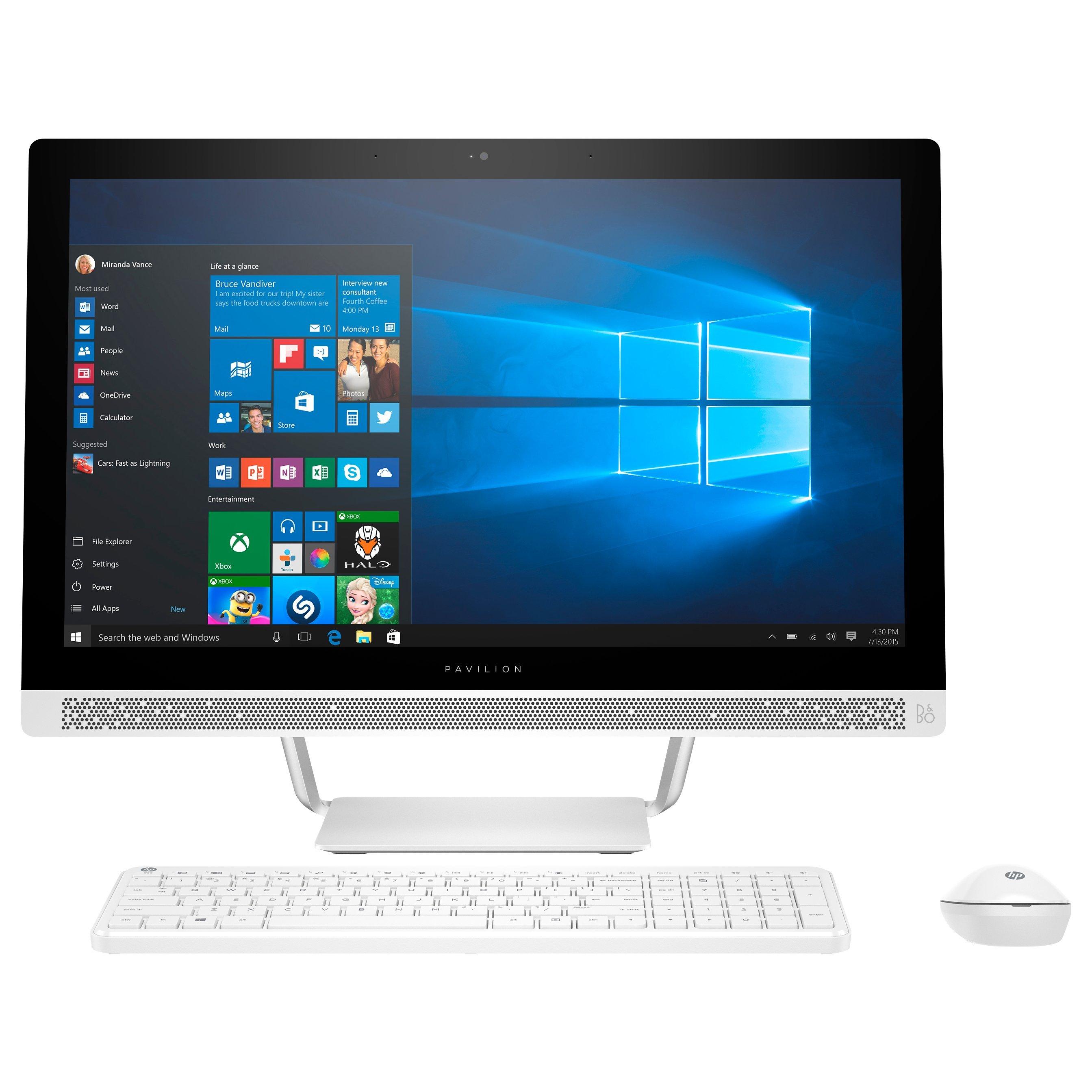 HP Pavilion 24-b222na All-in-One PC Desktop, AMD A12, 8GB RAM, 2TB HDD, 23.8", Blizzard White