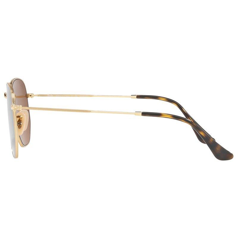Product image 4 of 10, which shows Ray-Ban RB3548N Polarised Hexagonal Flat Lens Sunglasses, Gold/Brown
