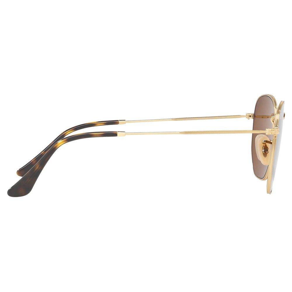 Product image 10 of 10, which shows Ray-Ban RB3548N Polarised Hexagonal Flat Lens Sunglasses, Gold/Brown