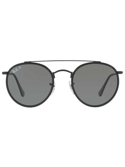 Ray-Ban RB3647N Polarised Double Bridge Round Sunglasses - view 2, Black/Grey