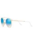 Ray-Ban RB3647N Unisex Double Bridge Oval Sunglasses, Gold/Mirror Blue