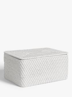John Lewis Modern Country Rattan Lidded Storage Box, White