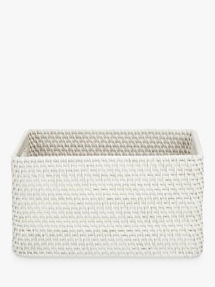 John Lewis Modern Country Rattan Basket - view 2, White
