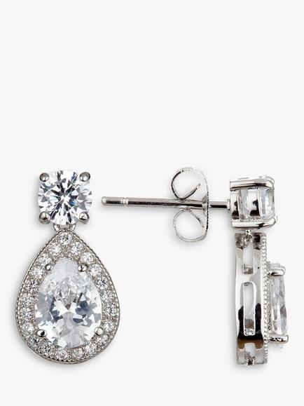 Ivory & Co. Limelight Teardrop Cubic Zirconia Pave Drop Earrings, Silver, Silver