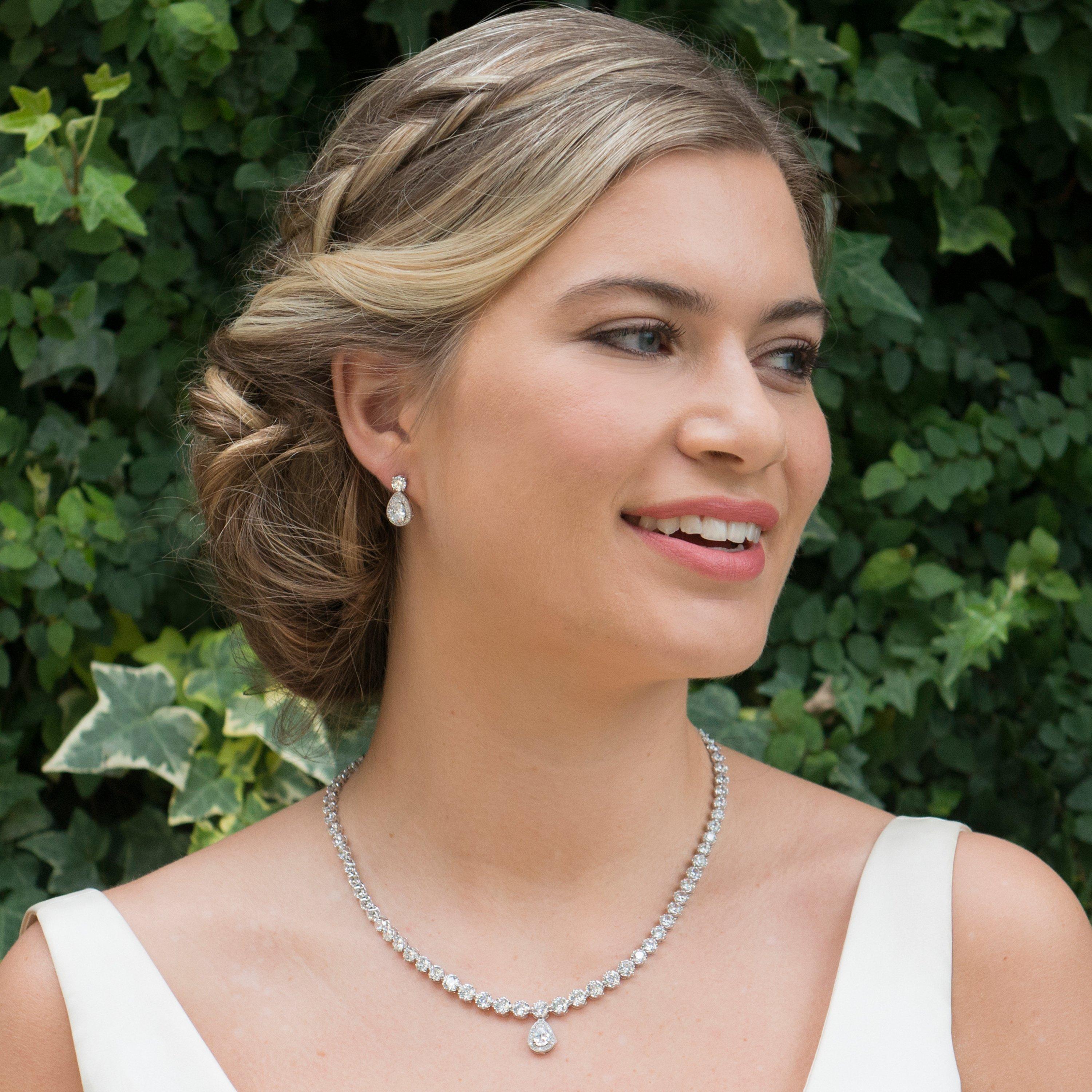Product image 4 of 5, which shows Ivory & Co. Limelight Teardrop Cubic Zirconia Pave Drop Earrings, Silver