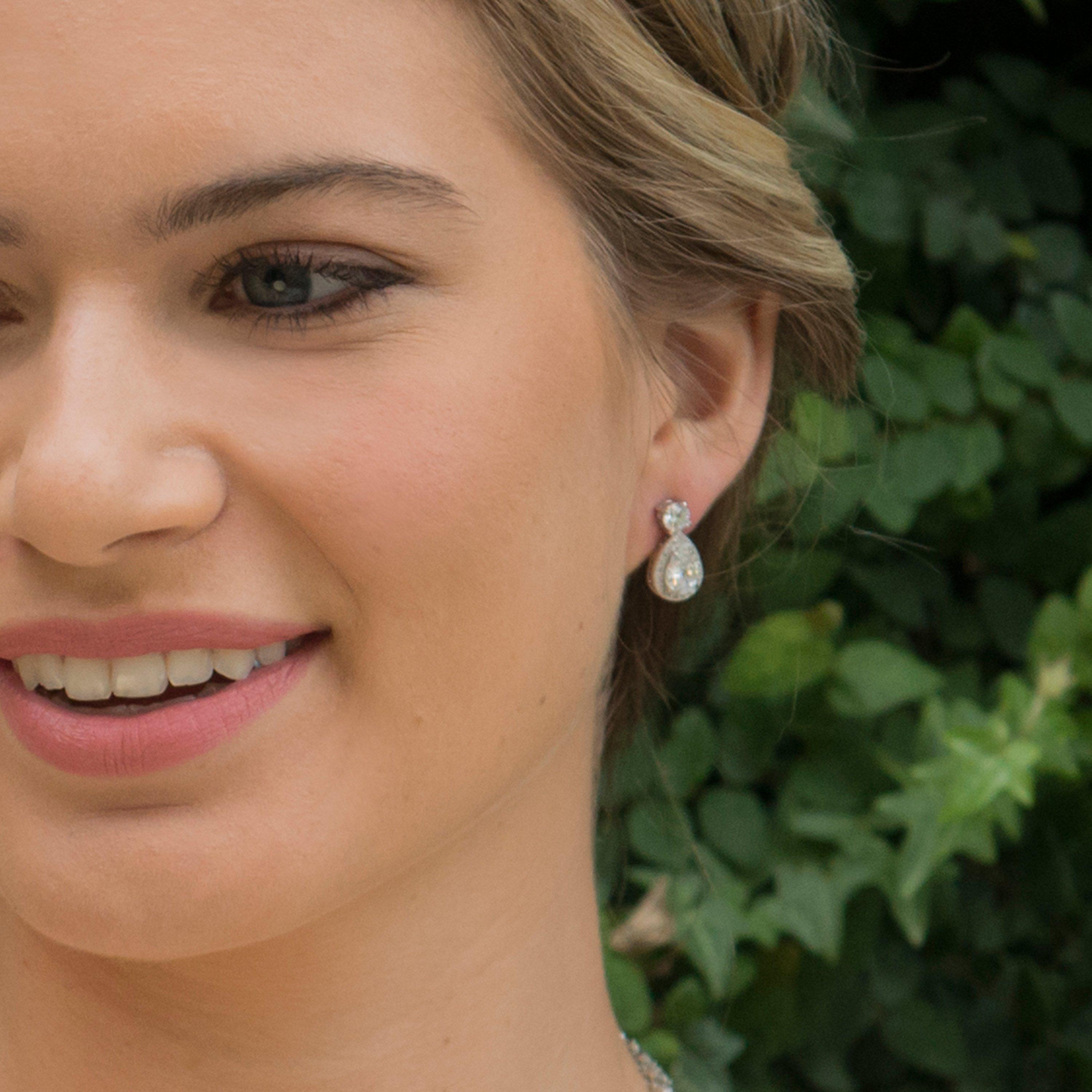Product image 5 of 5, which shows Ivory & Co. Limelight Teardrop Cubic Zirconia Pave Drop Earrings, Silver