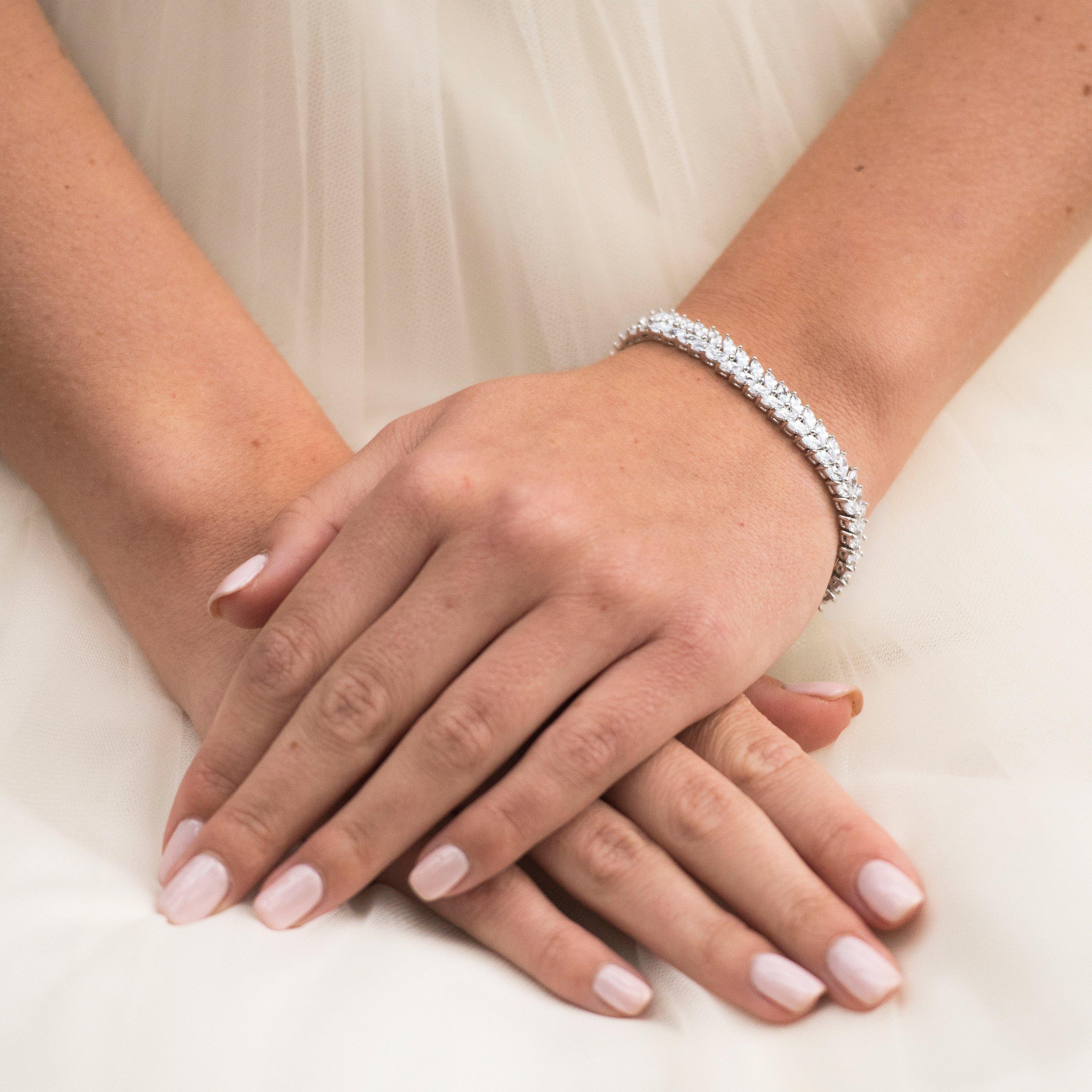 Product image 5 of 5, which shows Ivory & Co. Icon Marquise Cubic Zirconia Bracelet, Silver