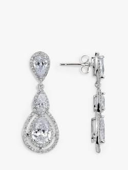 Ivory & Co. Illuminate Triple Teardrop Cubic Zirconia Drop Earrings, Silver, Silver