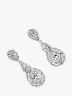 Ivory & Co. Illuminate Triple Teardrop Cubic Zirconia Drop Earrings, Silver - view 2, Silver