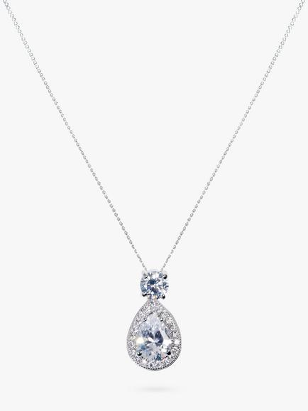 Ivory & Co. Limelight Teardrop Cubic Zirconia Pave Pendant Necklace, Silver, Silver