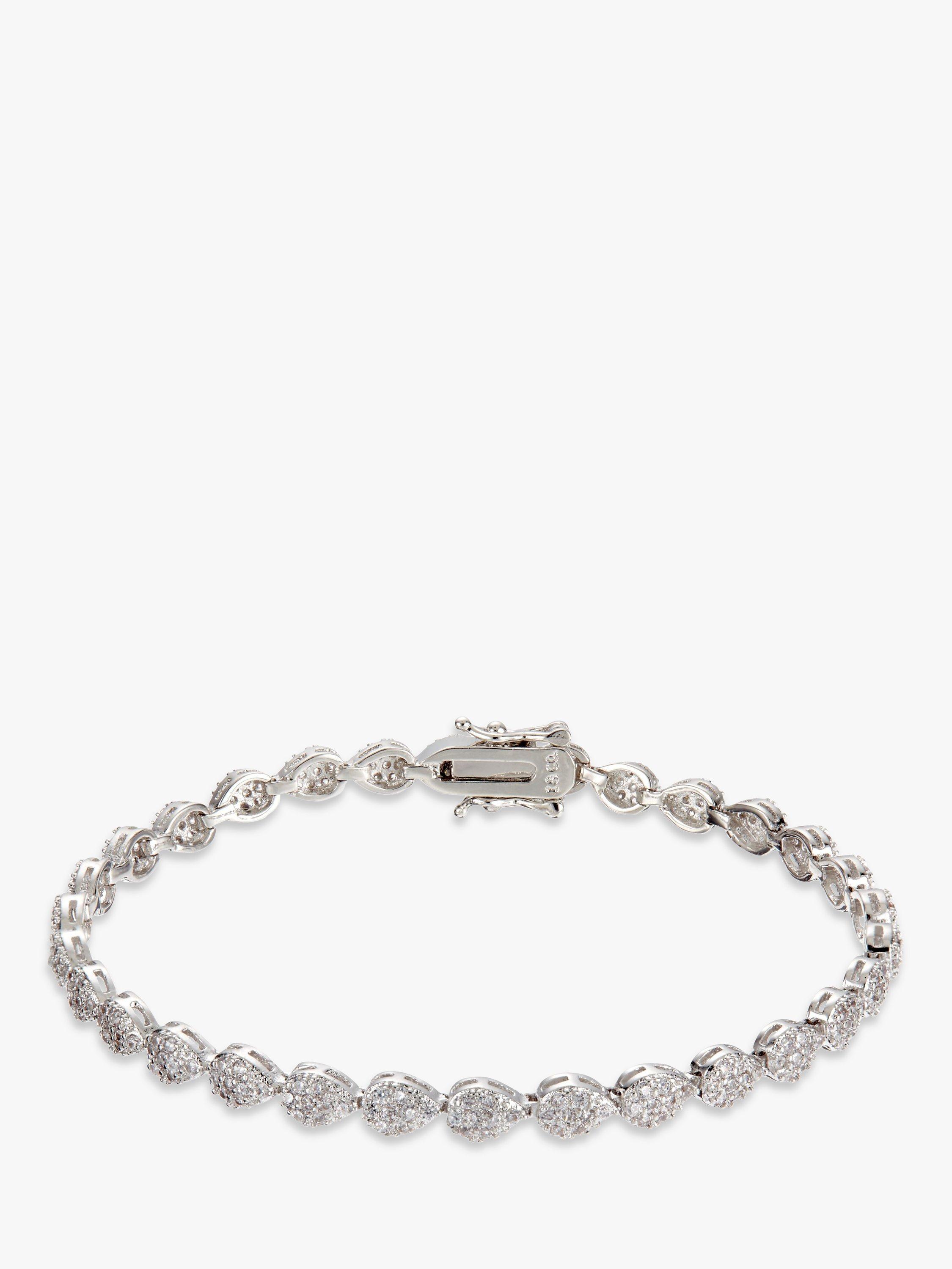 Product image 1 of 5, which shows Ivory & Co. Aria Teardrop Cubic Zirconia Pave Tennis Bracelet, Silver