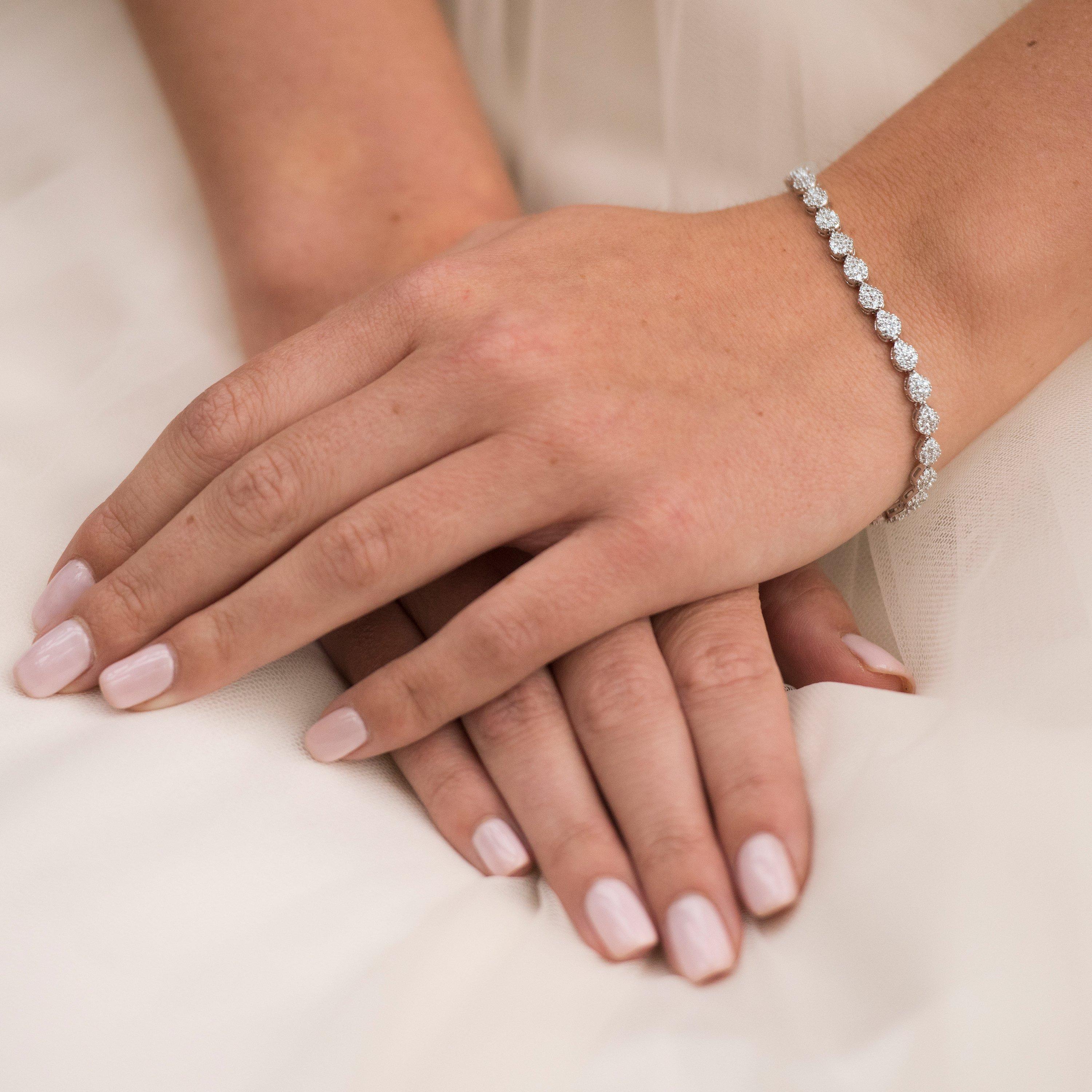 Product image 5 of 5, which shows Ivory & Co. Aria Teardrop Cubic Zirconia Pave Tennis Bracelet, Silver
