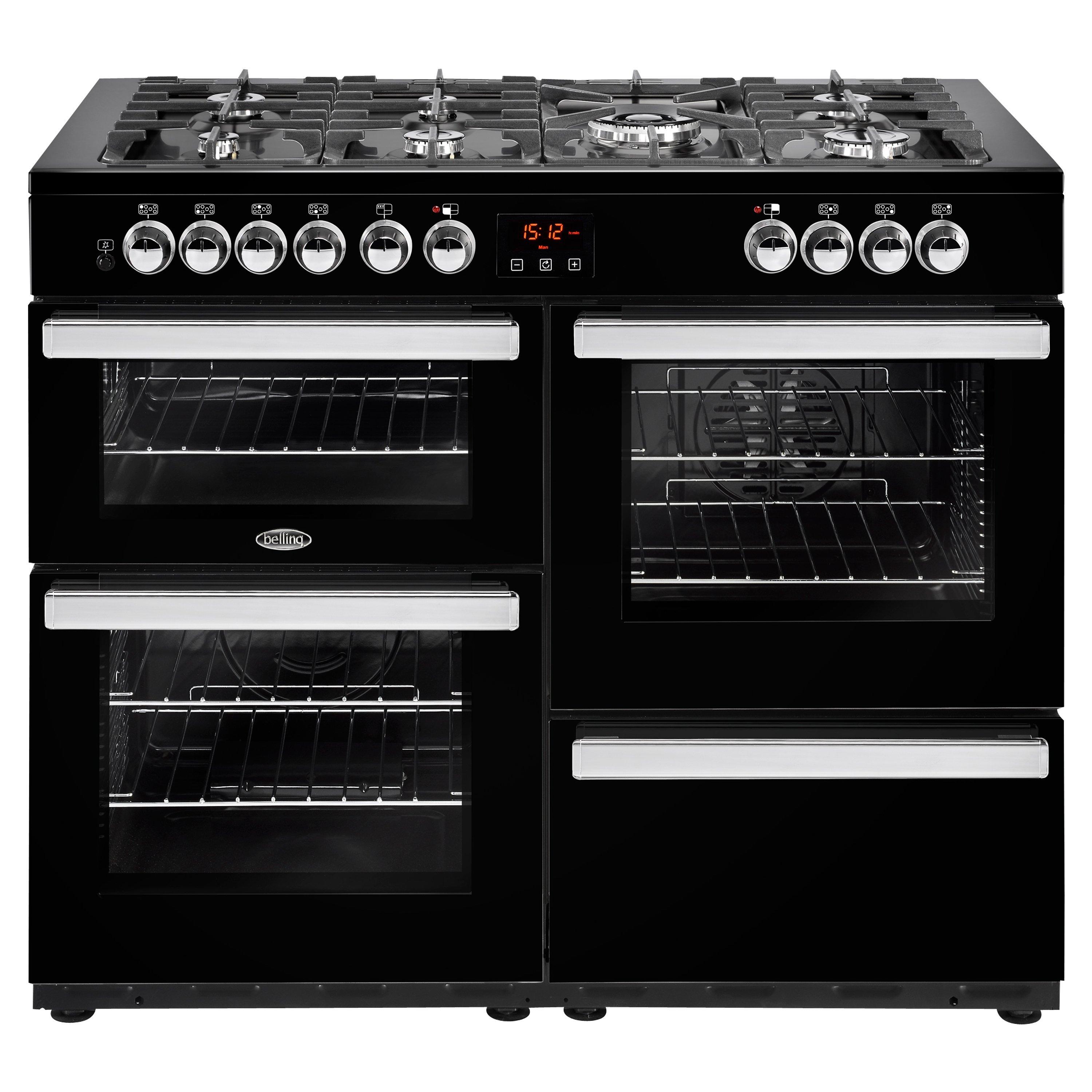 Belling Cookcentre 110DFT Dual Fuel Range Cooker, Black