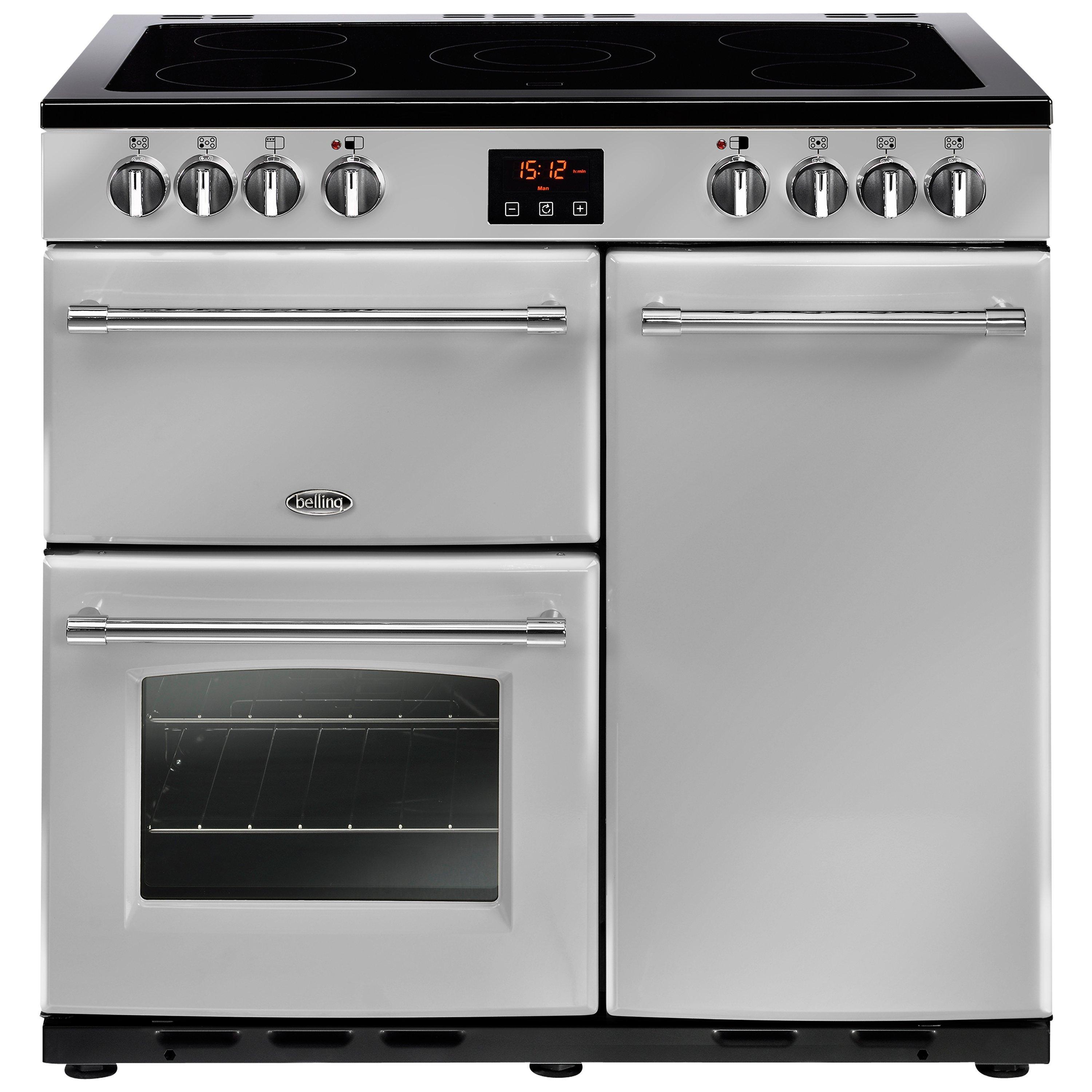 Belling Farmhouse 90E Electric Range Cooker with Ceramic Hob, Silver
