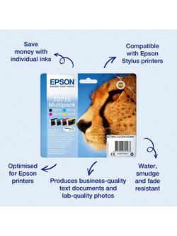 Epson Cheetah T0715 Inkjet Printer Cartridge Multipack, Pack of 4, Multi