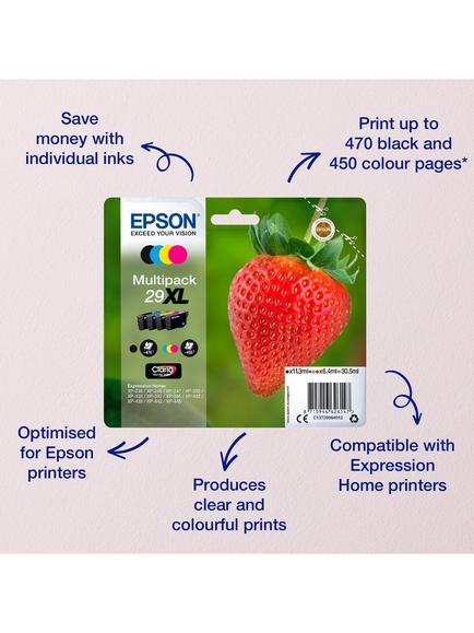 Epson Strawberry 29 Inkjet Printer Cartridge Multipack, Pack of 4 - view 2, Multi