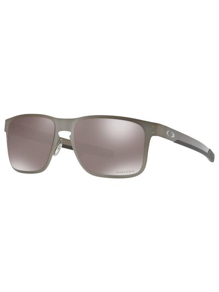 Oakley OO4123 Men's Holbrook Prizm Polarised Metal Square Sunglasses, Matte Grey/Mirror Beige