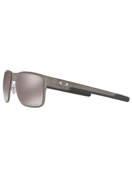 Oakley OO4123 Men's Holbrook Prizm Polarised Metal Square Sunglasses - view 2, Matte Grey/Mirror Beige