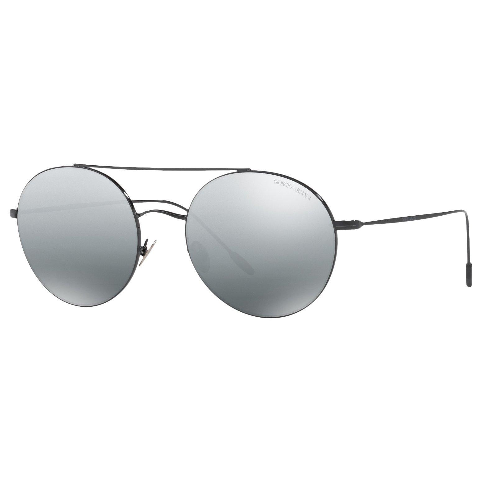 Giorgio Armani AR6050 Round Sunglasses, Black/Mirror Grey