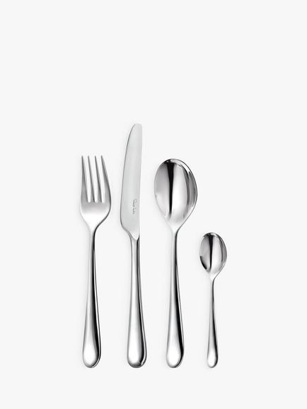 Robert Welch Kingham Bright Stainless Steel Cutlery Set, 24 Piece/6 Place Settings, Stainless Steel