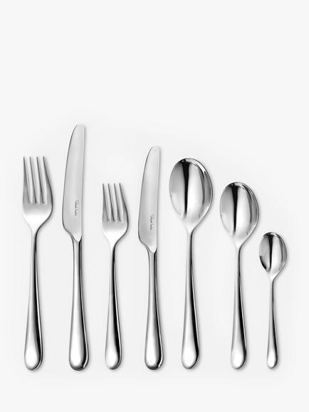 Robert Welch Kingham Bright Stainless Steel Cutlery Set, 42 Piece/6 Place Settings, Stainless Steel