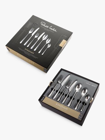 Robert Welch Kingham Bright Stainless Steel Cutlery Set, 42 Piece/6 Place Settings - view 2, Stainless Steel