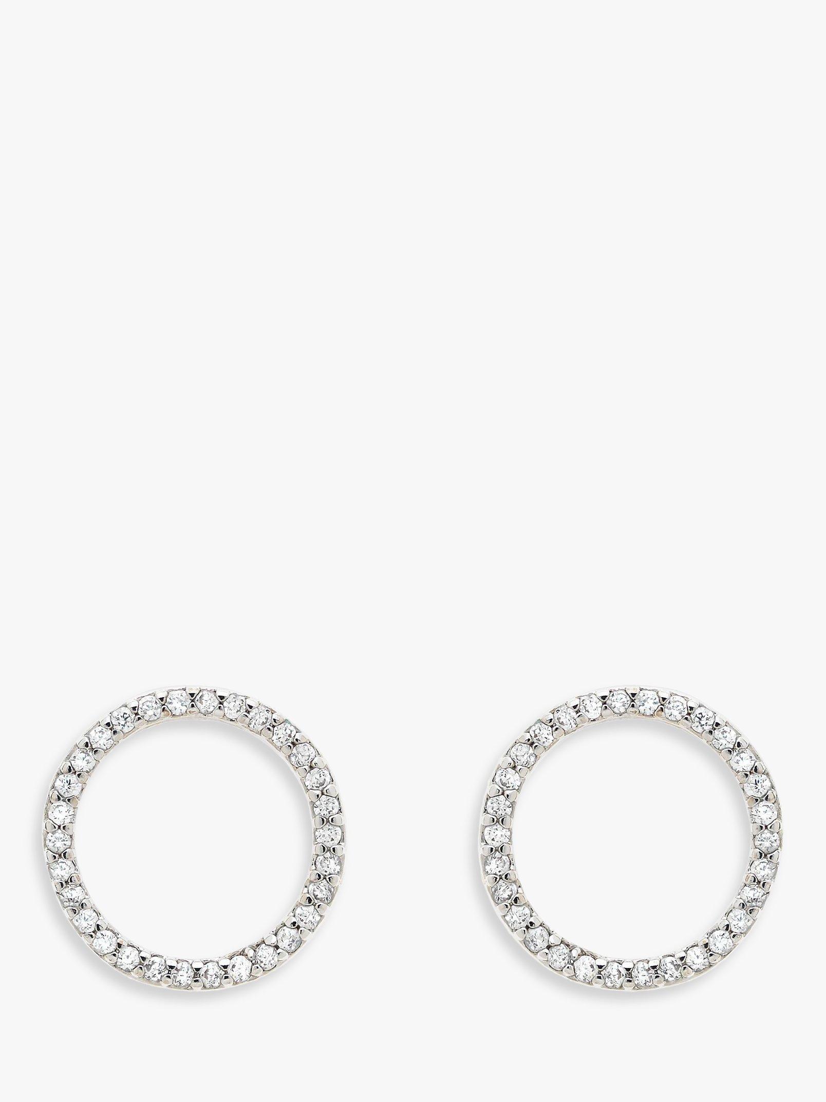 Melissa Odabash Crystal Circle Stud Earrings, Silver
