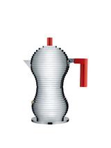 Alessi Pulcina Induction Hob Espresso Maker, Silver/Red