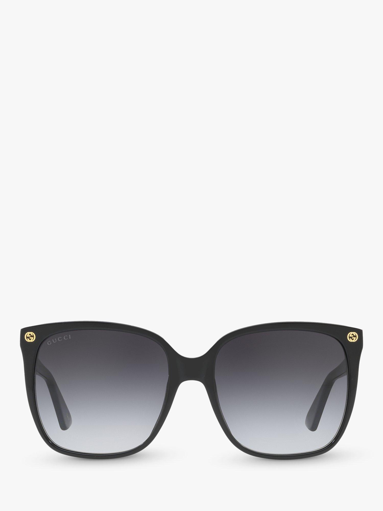 Gucci GG0022S Square Sunglasses, Matte Black/Grey Gradient