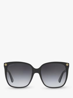 Gucci GG0022S Square Sunglasses - view 2, Matte Black/Grey Gradient