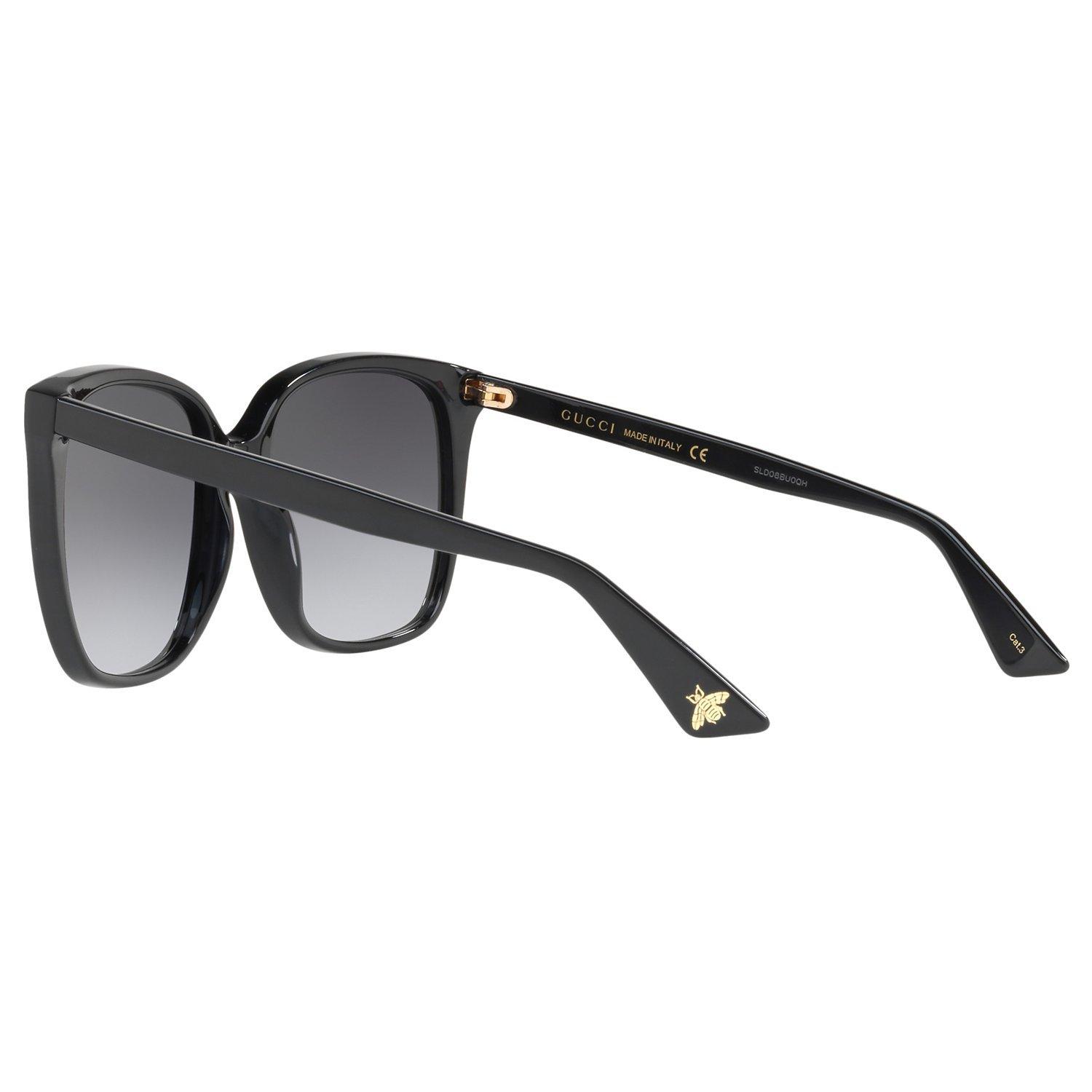 Gucci GG0022S Square Sunglasses, Matte Black/Grey Gradient