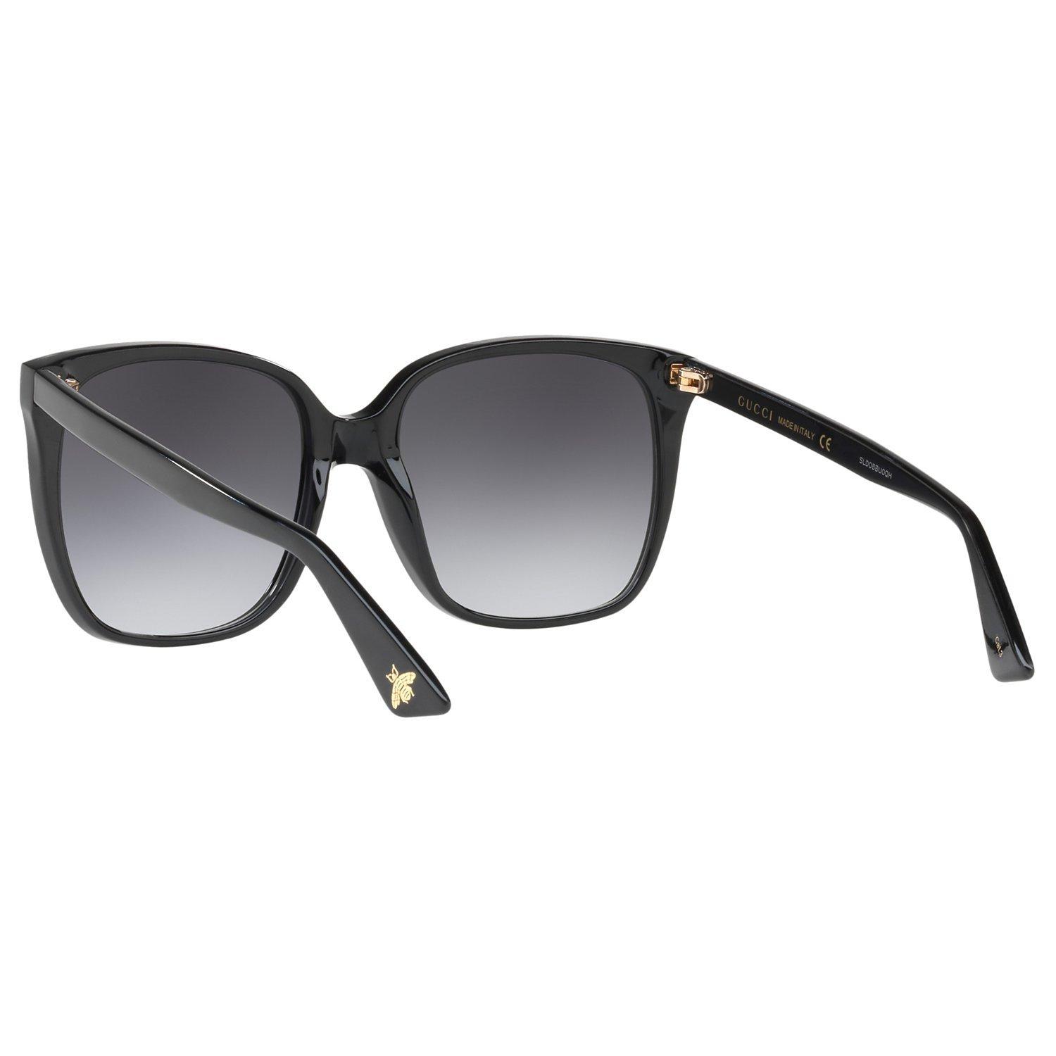 Gucci GG0022S Square Sunglasses, Matte Black/Grey Gradient