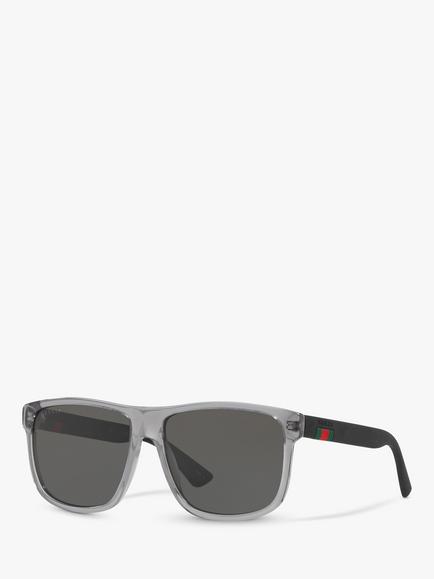 Gucci GG0010S Polarised D-Frame Sunglasses, Charcoal/Grey