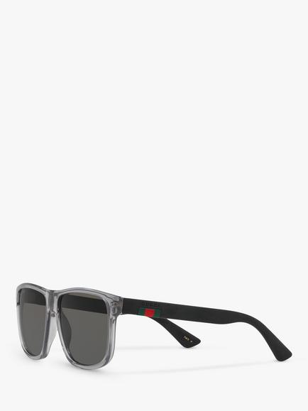 Gucci GG0010S Polarised D-Frame Sunglasses - view 2, Charcoal/Grey