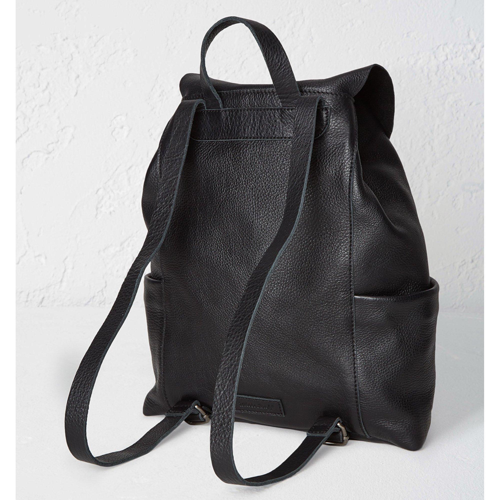 White Stuff Classic Leather Backpack Black