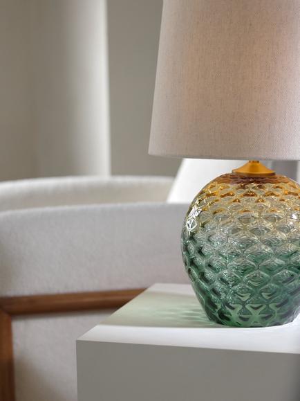 John Lewis Abigail Dimple Ombre Table Lamp, Green - view 2, Green