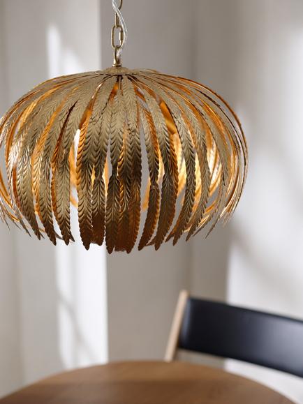 John Lewis Montserrat Leaf Ceiling Light, Gold - view 2, Gold