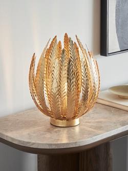 John Lewis Montserrat Leaf Table Lamp, Gold - view 2, Gold