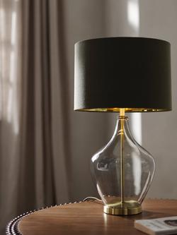 John Lewis Ursula Glass Table Lamp - view 2, Grey/Brass