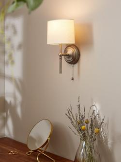 John Lewis Isabel Wall Light, 1 Light, Pewter - view 2, Metallic