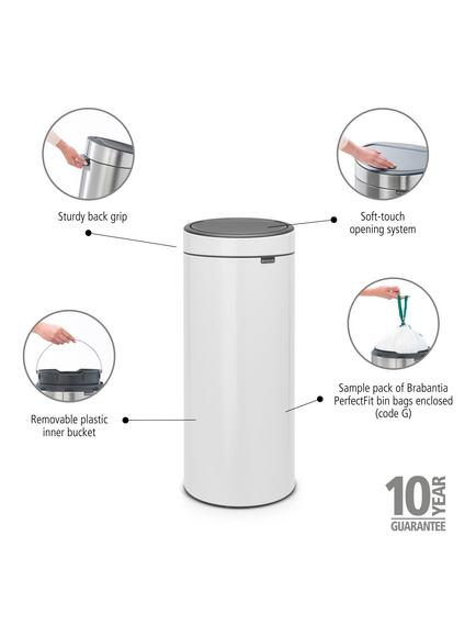 Brabantia New Touch Bin, 30L - view 2, White