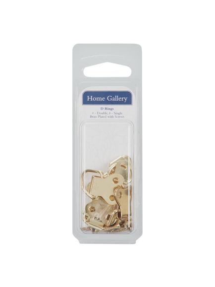 Frank Shaw Large & Small Brass Plated D Rings, Pack of 8, Multi